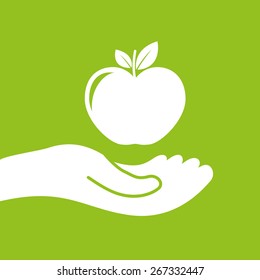 Fruits design over green background, vector illustration.