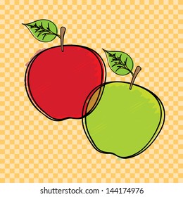 fruits design over grid background vector illustration