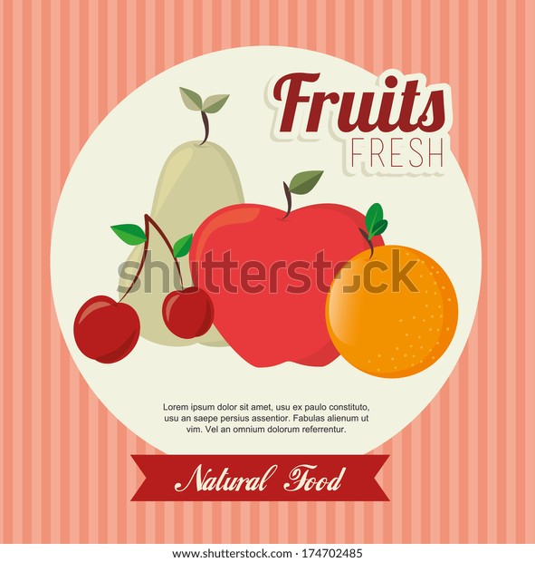 Fruits Design Over Lineal Background Vector Stock Vector Royalty Free