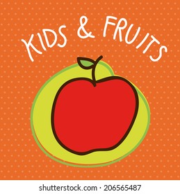 fruits design  over orange background vector illustration