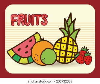 fruits design over red background vector illustration