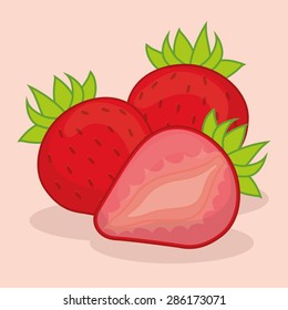 Fruits design over red background, vector illustration.