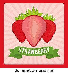 Fruits design over red background, vector illustration.