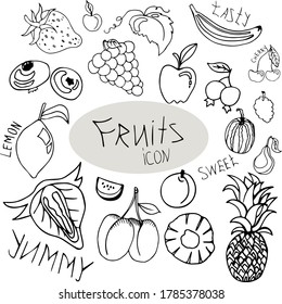 Fruits doodle icon hand made. Vector Illustration. 10 EPS