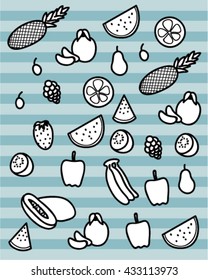 Fruits doodle vector art