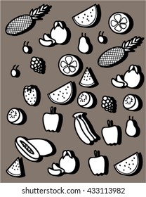 Fruits doodle vector art