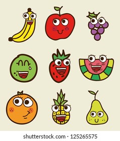 fruits drawing over beige background. vector illustration