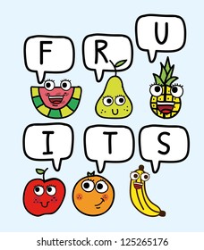 fruits drawing over blue background. vector illustration