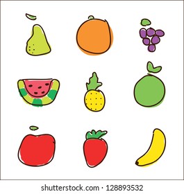 Fruits drawing over white background vector illustration