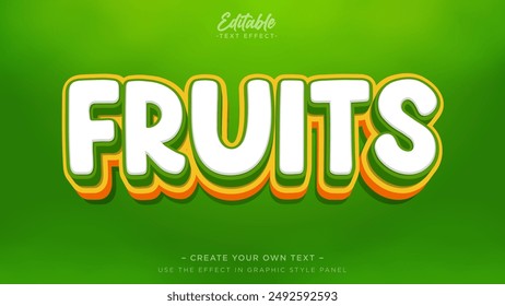 Fruits editable text effect. Text effect mockup for food and beverage product
