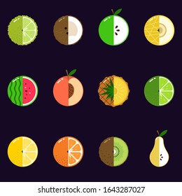 Fruits equally oriented seamless vector pattern isolated