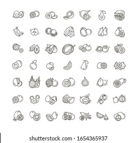 Fruits, exotic fruits, vegetarian - minimal thin line web icon set