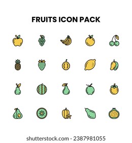 Paquete de iconos Esquema relleno de frutas