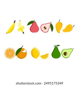 Fruits Flat Design Icon Set