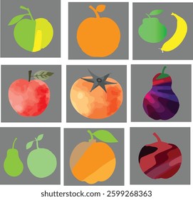 Fruits Flat Design Icon Set
