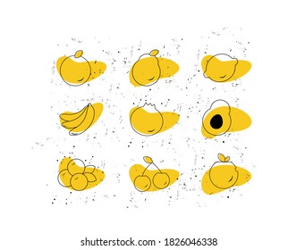 fruits flat icon on white background in vector illustration