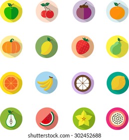 Fruits flat Icon set