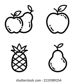 Fruits Flat Icon Set Isolated On White Background