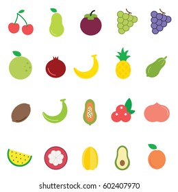 Fruits flat icons set of colour, Illustration EPS10