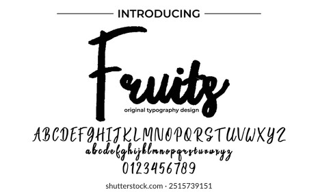 Fruits Font Stylish brush painted an uppercase vector letters, alphabet, typeface