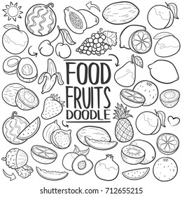 Fruits Food Doodle Icons Hand Made Sketch