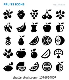 Fruits Foods Vector Icon Set