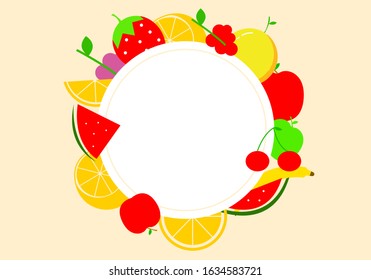 fruits frame realistic background.fruits ilusration