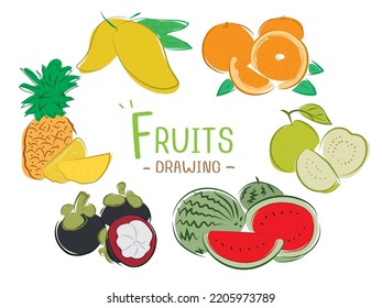 Fruits fresh from minimalist drawing vector