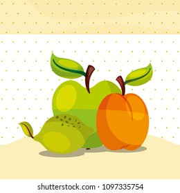 fruits fresh organic healthy lemon peach green apple