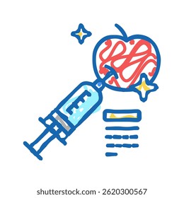 frutas genético seringa doodle ícone esboço vetor. frutas sinal de seringa genética. símbolo isolado ilustração