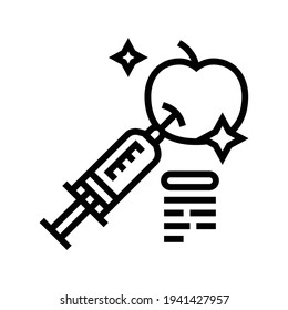 fruits genetic syringe line icon vector. fruits genetic syringe sign. isolated contour symbol black illustration