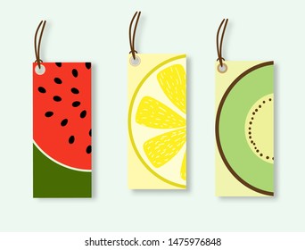 Fruits gift tags vector illustration.