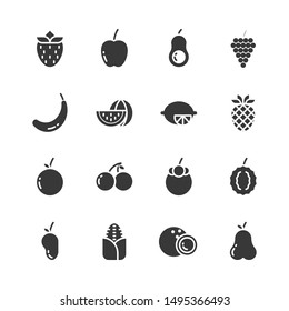 Fruits in glyph design icon set.Vector illustration