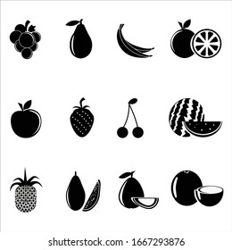 Fruits glyph icon set, logo illustrations