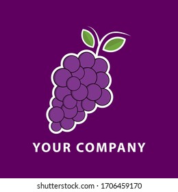 fruits grapes logo design template. grapes logo vector illustration. fruits logo.