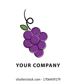 fruits grapes logo design template. grapes logo vector illustration. fruits logo.