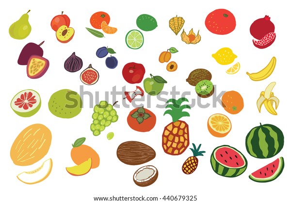 Fruits Graphic Vector Color Set Stock Vector (Royalty Free) 440679325