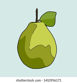 Fruits - Guava vector in cartoon style with black outline