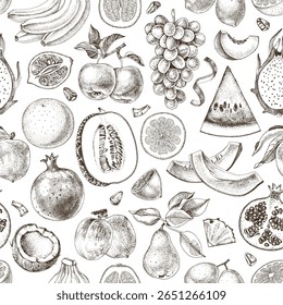 Frutas mão desenhado padrão sem costura
