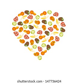 fruits in heart