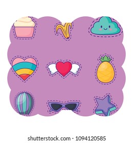fruits and hearts pattern design