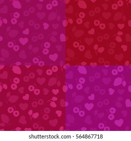 Fruits and hearts - vector backgrounds