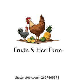 Fruits and hen farm logo