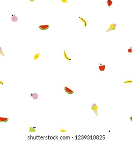 Fruits and Ice Cream Seamless Pattern for Tshirt Graphic Vector Print