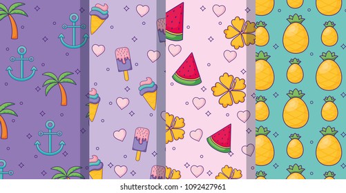 fruits and ice creams patterns