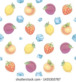 Fruits ice cube pattern - illustration