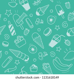 fruits and ice-cream seamless vector pattern