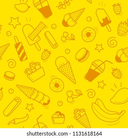 fruits and ice-cream seamless vector pattern