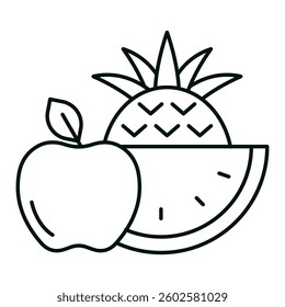 Fruits Icon. Apple and Pineapple Symbol. Illustration for Healthy Food and Nutrition Concept.