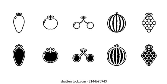 Fruits icon collection isolated on white background. Simple and clean. Vector editable.	